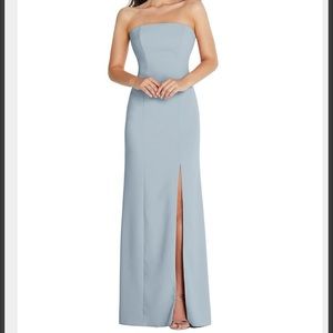 Bridesmaid Dessy Group Strapless Scoop Back Maxi Dress with Front Slit